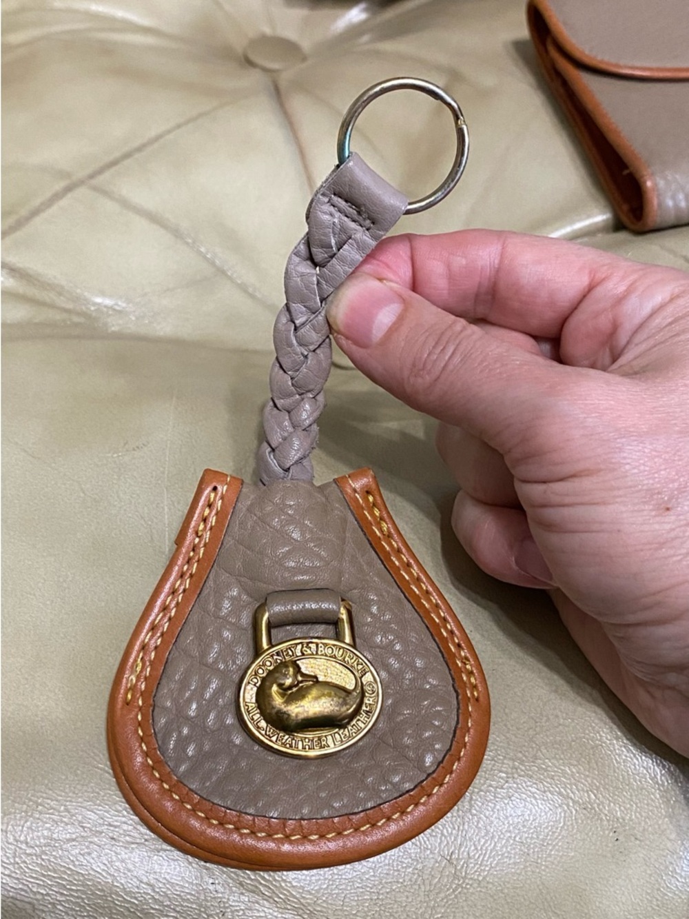 LKNW Dooney & Bourke Essex + EUC Key Fob Charm & Wallet Taupe AWL Pebbled Bundle - Picture 14 of 16